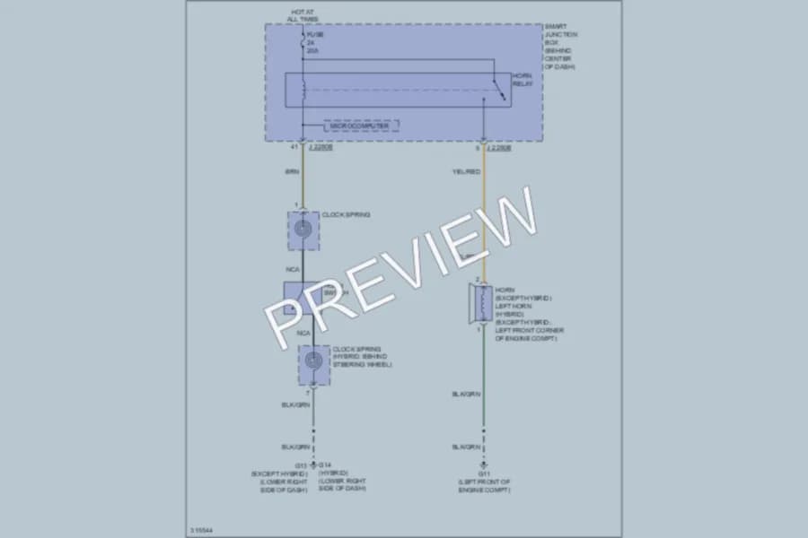 2009 Mazda Tribute Horn wiring diagram preview