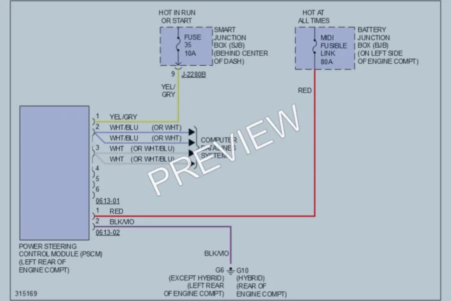 2009 Mazda TributeHybrid Electronic Power Steering wiring diagram preview