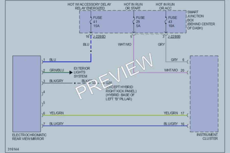 2009 Mazda TributeHybrid Power Mirrors wiring diagram preview