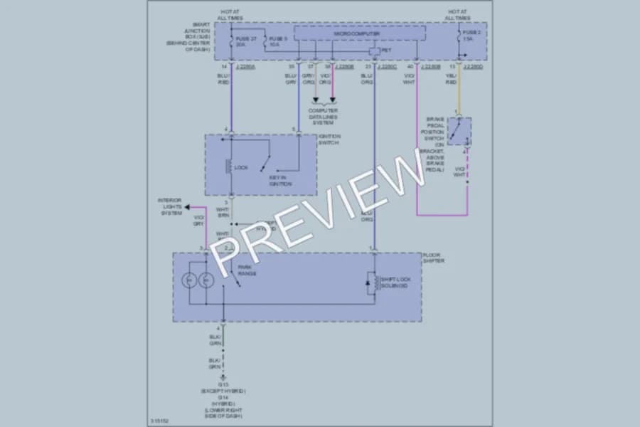 2009 Mazda TributeHybrid Shift Interlock wiring diagram preview