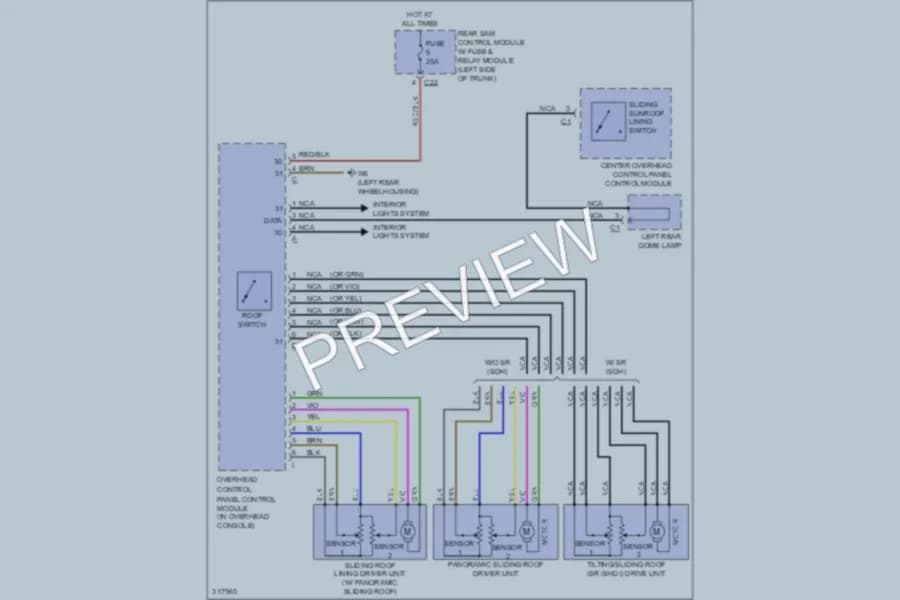 2009 MercedesBenz E320BLUETEC Power Top Sunroof wiring diagram preview
