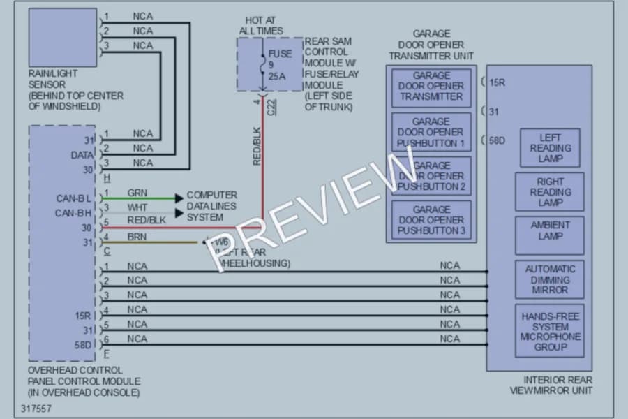 2009 MercedesBenz E550 Power Mirrors wiring diagram preview