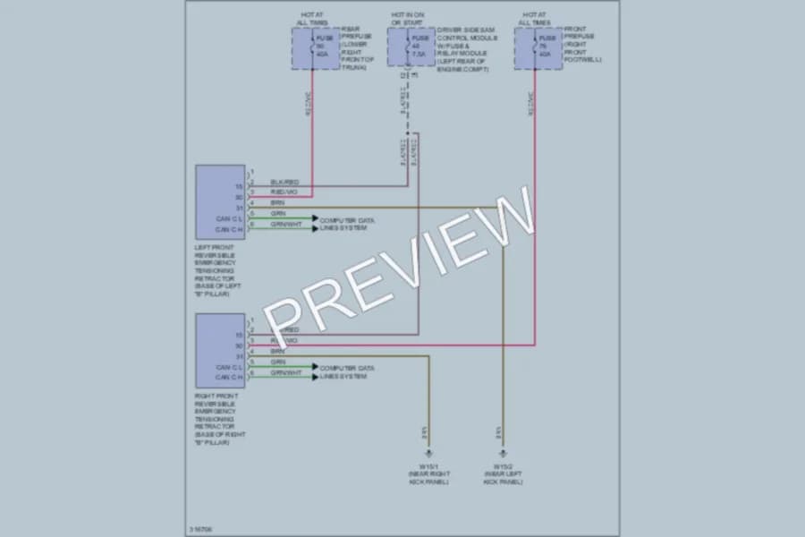 2009 MercedesBenz E550 Supplemental Restraints wiring diagram preview