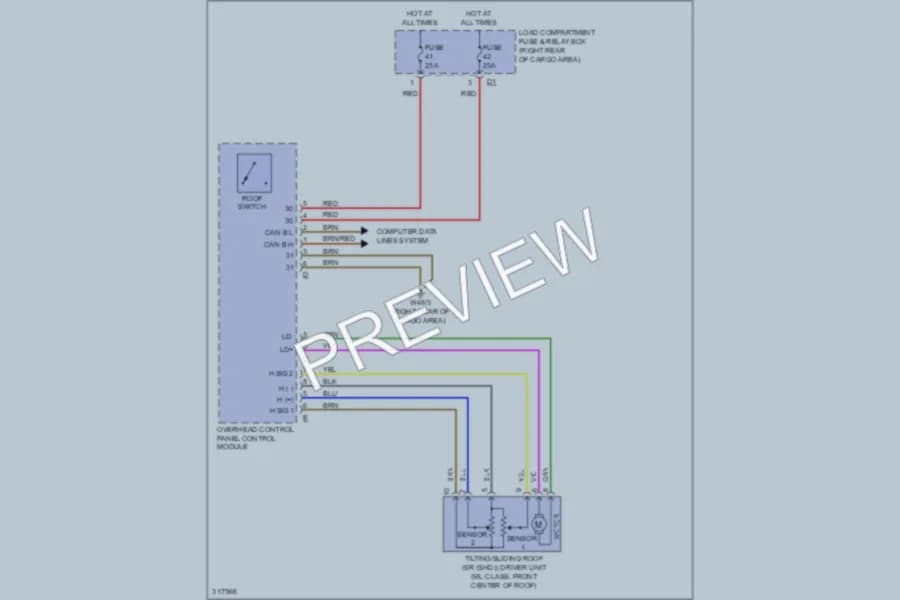 2009 MercedesBenz GL550 Power Top Sunroof wiring diagram preview