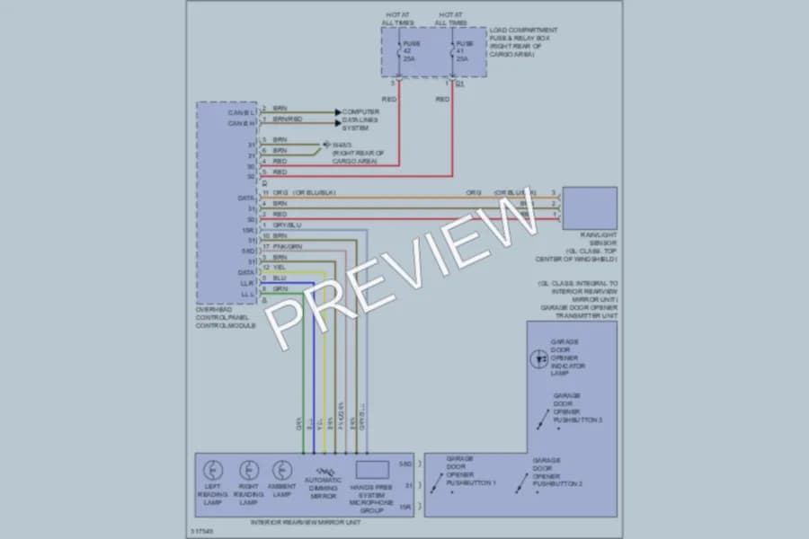 2009 MercedesBenz ML550 Power Mirrors wiring diagram preview