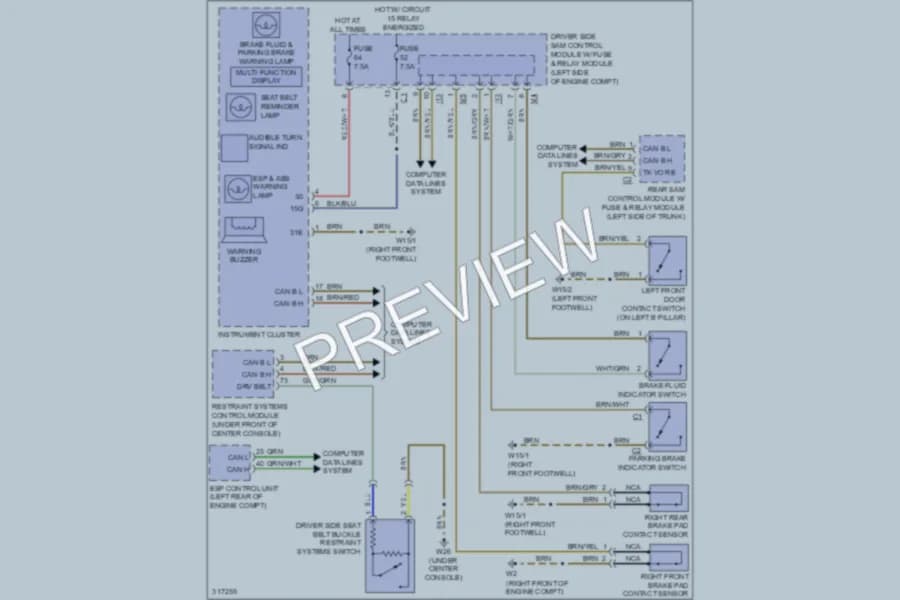 2009 MercedesBenz S550 Warning Systems wiring diagram preview