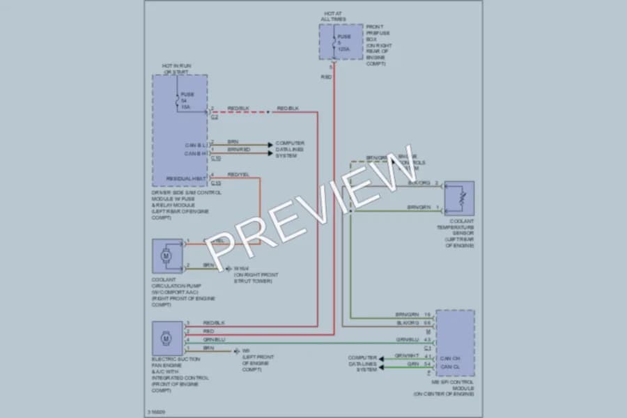 2009 MercedesBenz SLK350 Cooling Fan wiring diagram preview