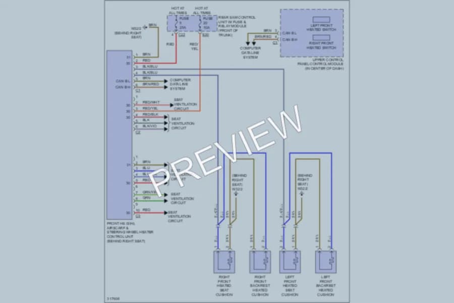 2009 MercedesBenz SLK350 Power Seats wiring diagram preview
