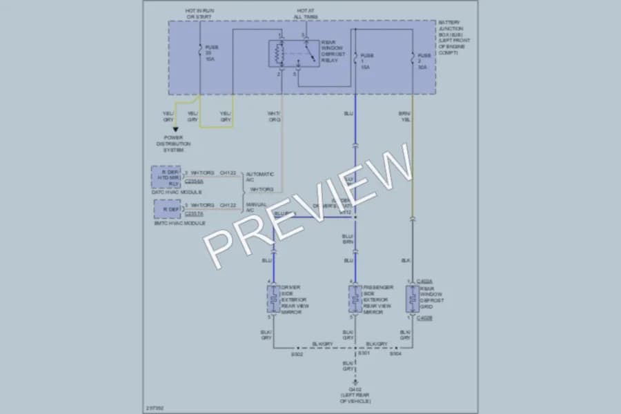 2009 Mercury MarinerHybrid Defoggers wiring diagram preview