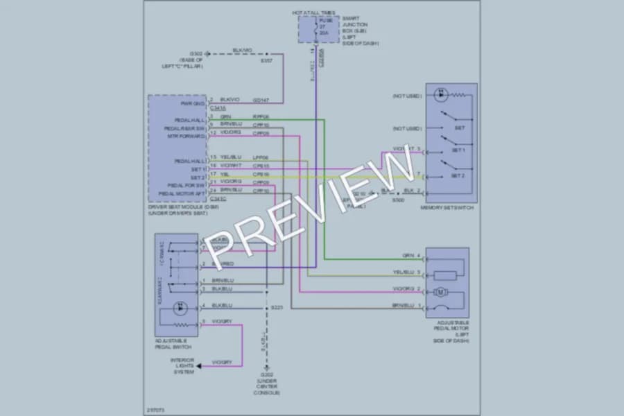 2009 Mercury Sable Memory Systems wiring diagram preview