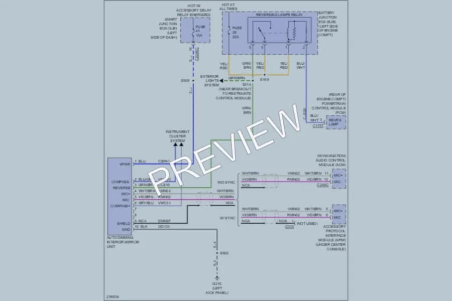 2009 Mercury Sable Power Mirrors wiring diagram preview