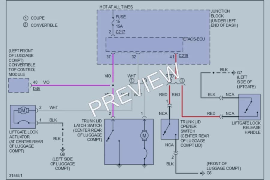 2009 Mitsubishi Eclipse Trunk Tailgate Fuel Door wiring diagram preview