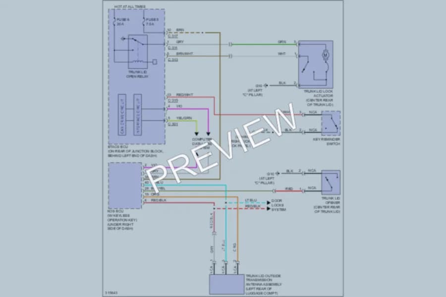 2009 Mitsubishi Lancer Trunk Tailgate Fuel Door wiring diagram preview
