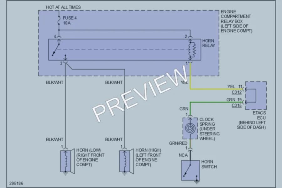 2009 Mitsubishi Outlander Horn wiring diagram preview