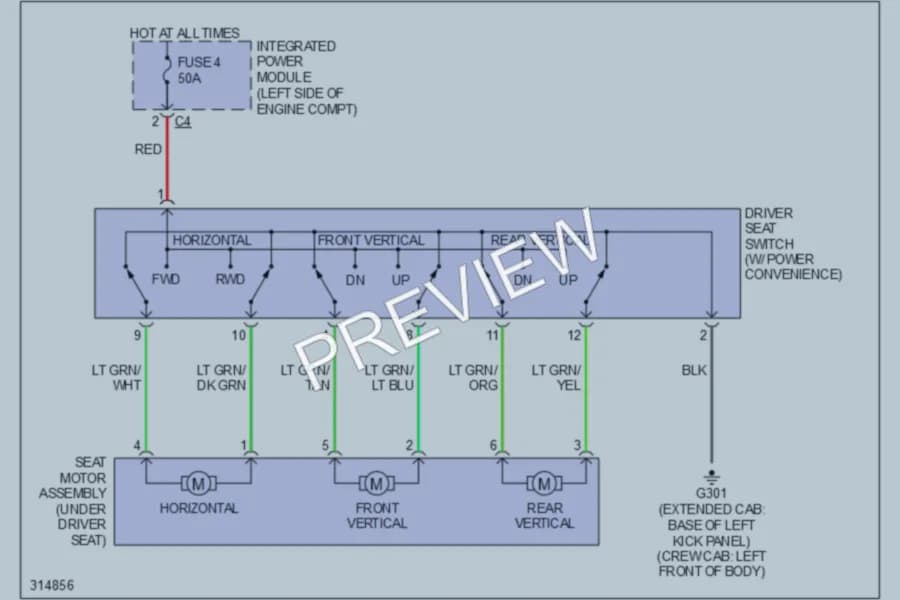 2009 Mitsubishi Raider Power Seats wiring diagram preview