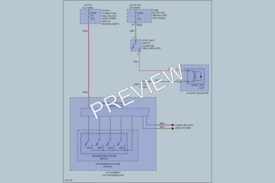 2009 Nissan 370Z Shift Interlock wiring diagram preview