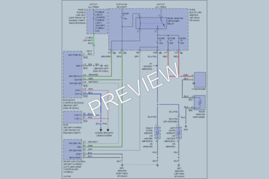 2009 Nissan Altima Defoggers wiring diagram preview