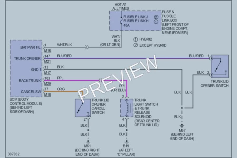 2009 Nissan Altima Trunk Tailgate Fuel Door wiring diagram preview