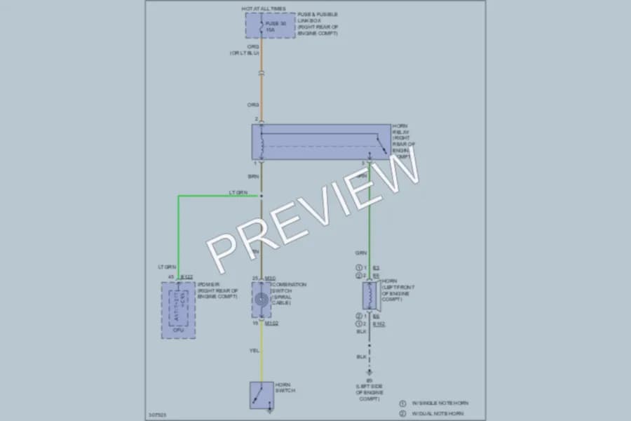 2009 Nissan Frontier Horn wiring diagram preview