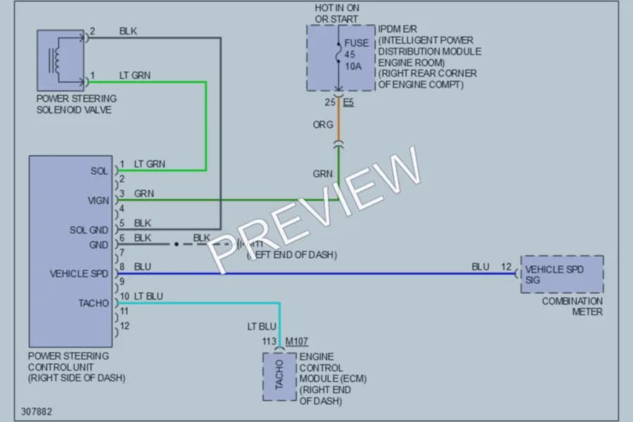 2009 Nissan GTR Electronic Power Steering wiring diagram preview