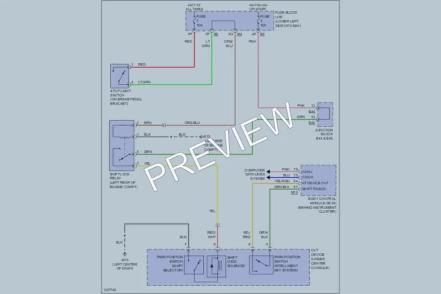 2009 Nissan Maxima Shift Interlock wiring diagram preview