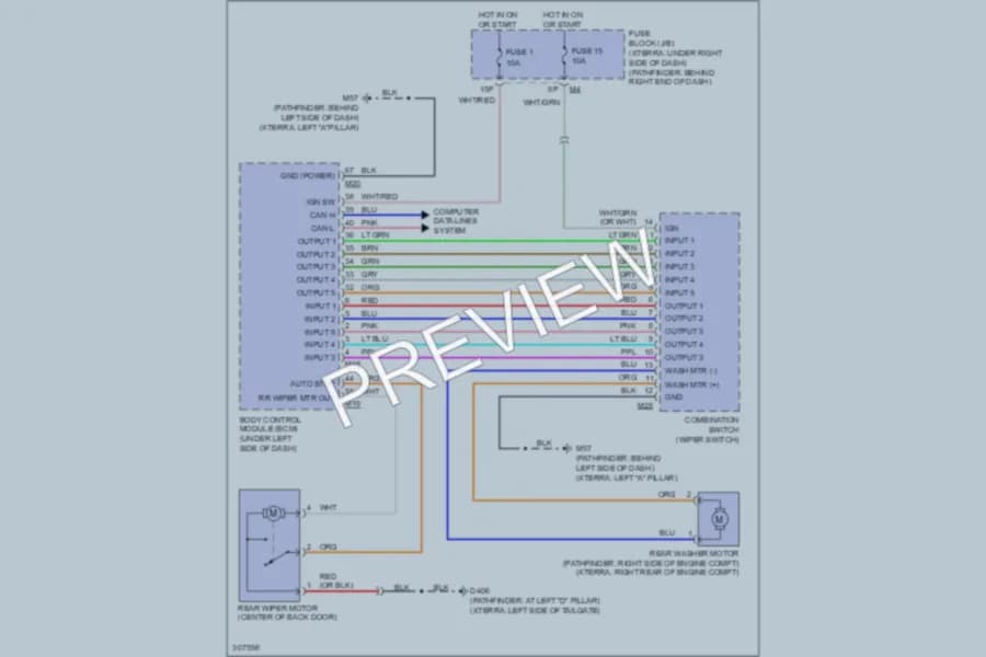 2009 Nissan Pathfinder Wiper Washer wiring diagram preview