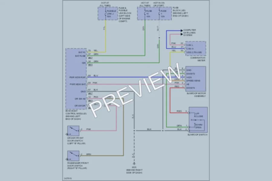 2009 Nissan Rogue Power Top Sunroof wiring diagram preview