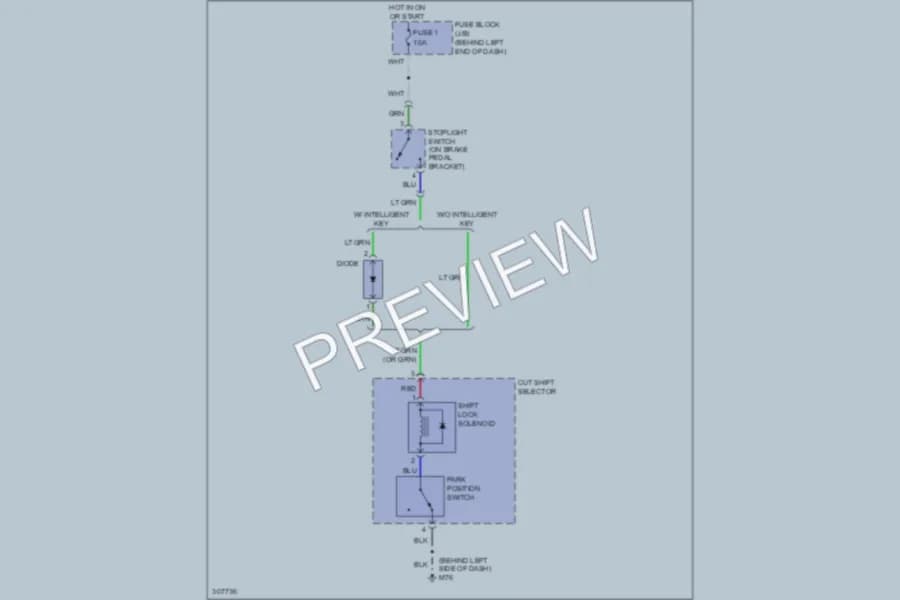2009 Nissan Rogue Shift Interlock wiring diagram preview