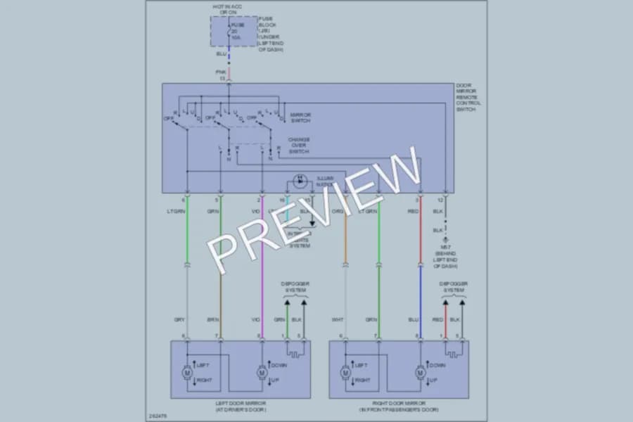 2009 Nissan Versa Power Mirrors wiring diagram preview