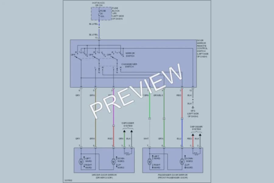 2009 Nissan cube Power Mirrors wiring diagram preview