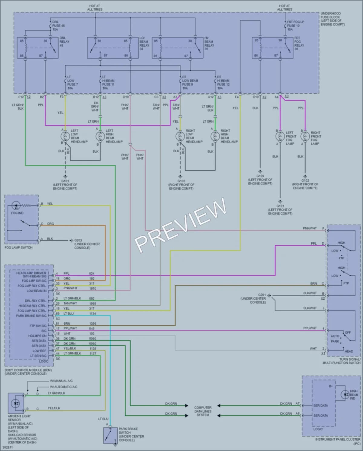 2009 Pontiac G6 Headlights wiring diagram preview
