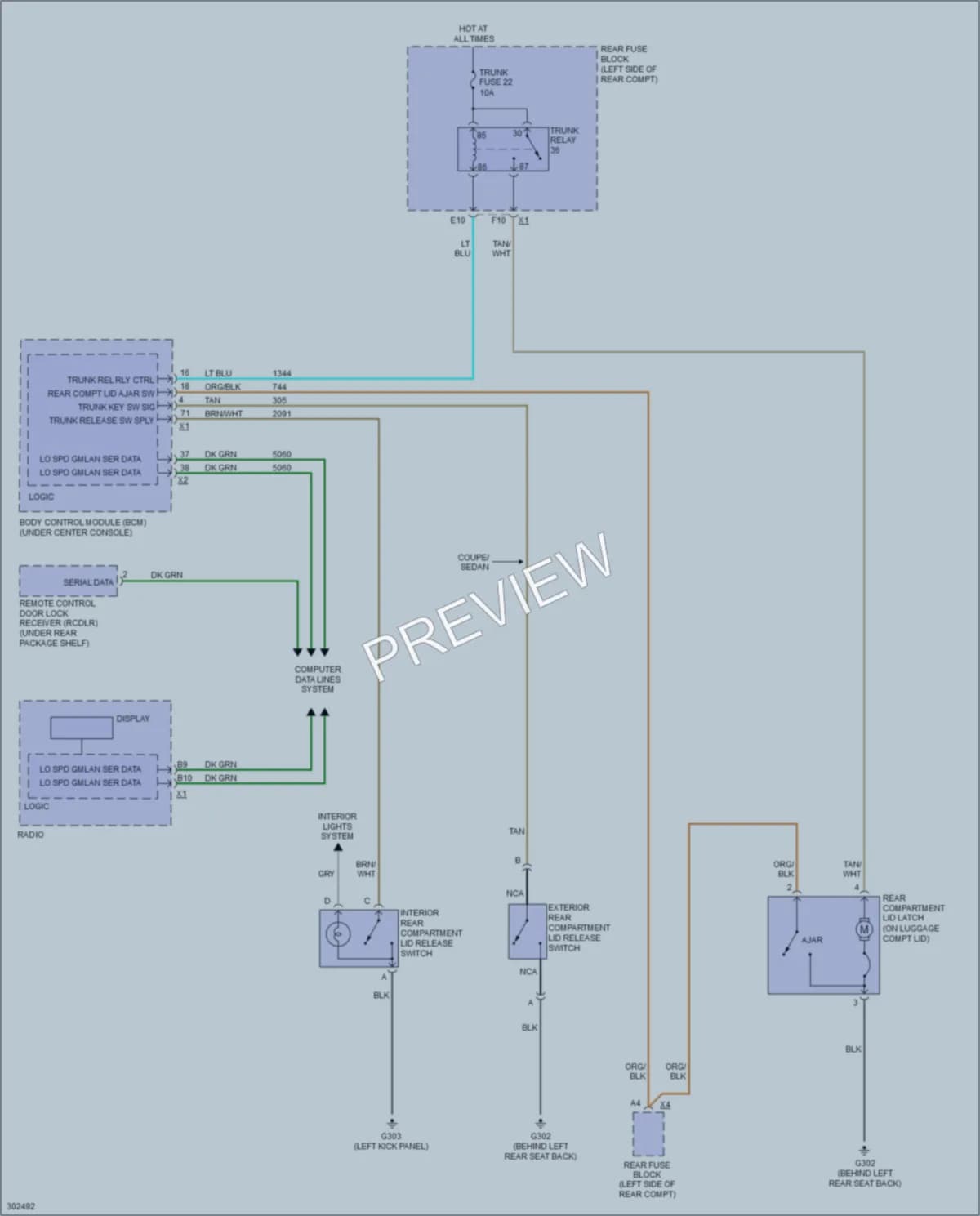 2009 Pontiac G6 Trunk Tailgate Fuel Door wiring diagram preview