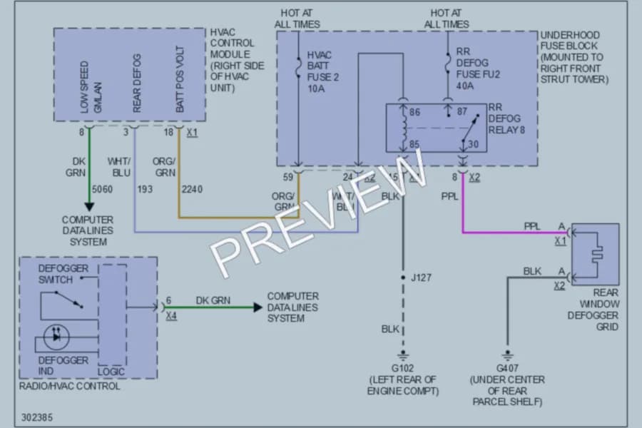 2009 Pontiac G8 Defoggers wiring diagram preview