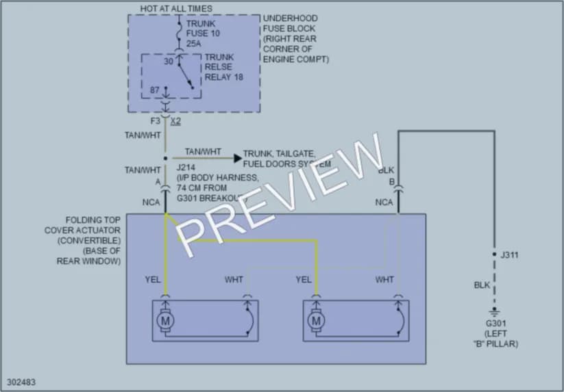 2009 Pontiac Solstice Power Top Sunroof wiring diagram preview