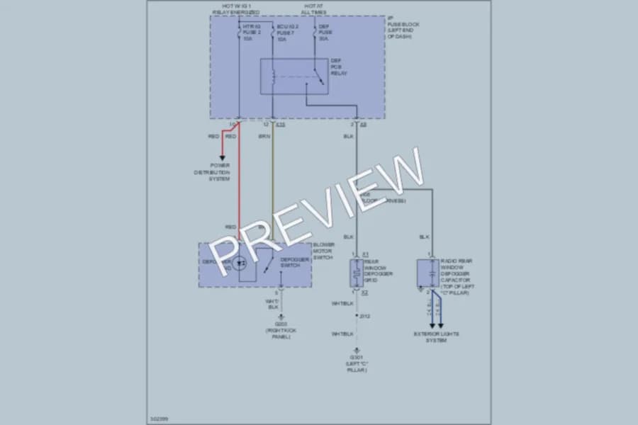 2009 Pontiac Vibe Defoggers wiring diagram preview