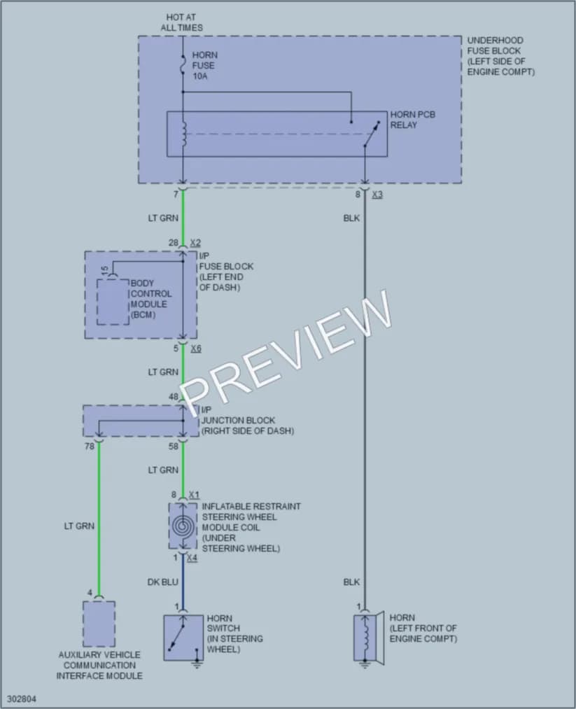 2009 Pontiac Vibe Horn wiring diagram preview