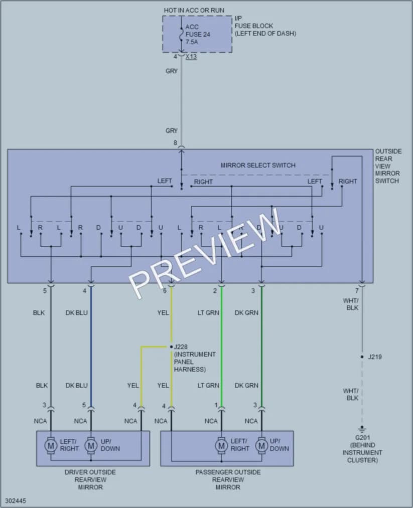 2009 Pontiac Vibe Power Mirrors wiring diagram preview