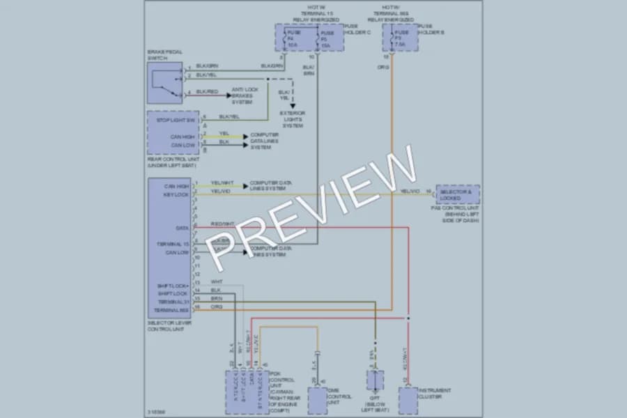 2009 Porsche Cayman Shift Interlock wiring diagram preview