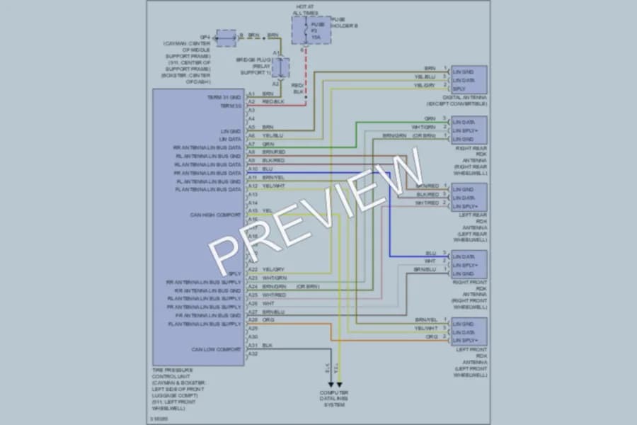 2009 Porsche Cayman Warning Systems wiring diagram preview