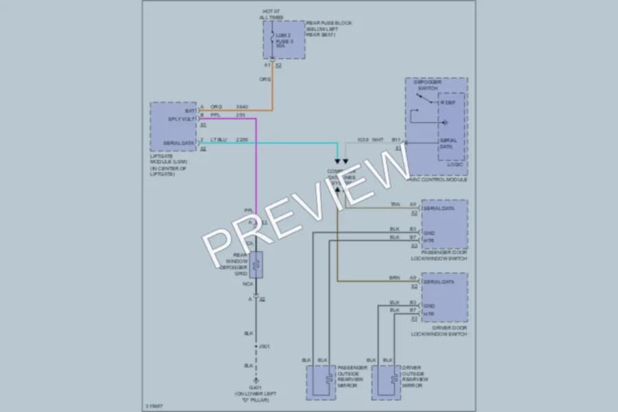 2009 Saab 97X Defoggers wiring diagram preview