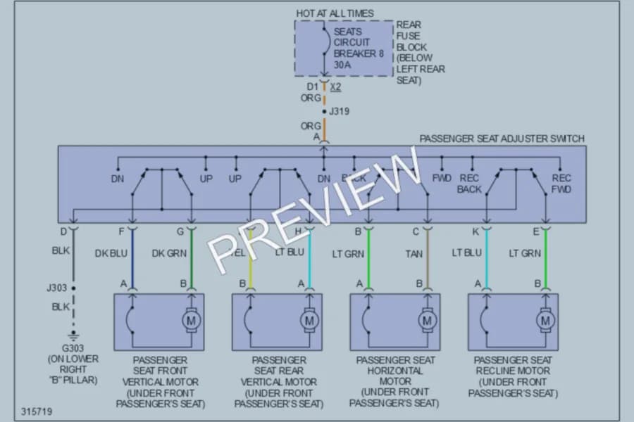 2009 Saab 97X Power Seats wiring diagram preview