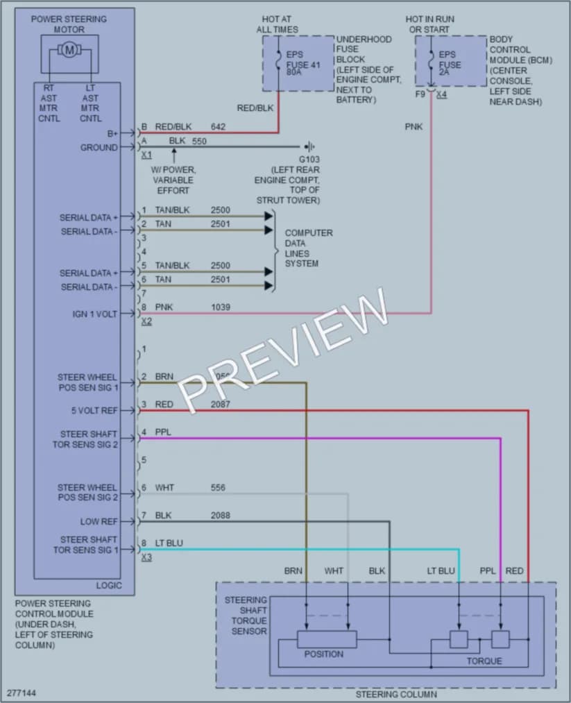 2009 Saturn Aura Electronic Power Steering wiring diagram preview