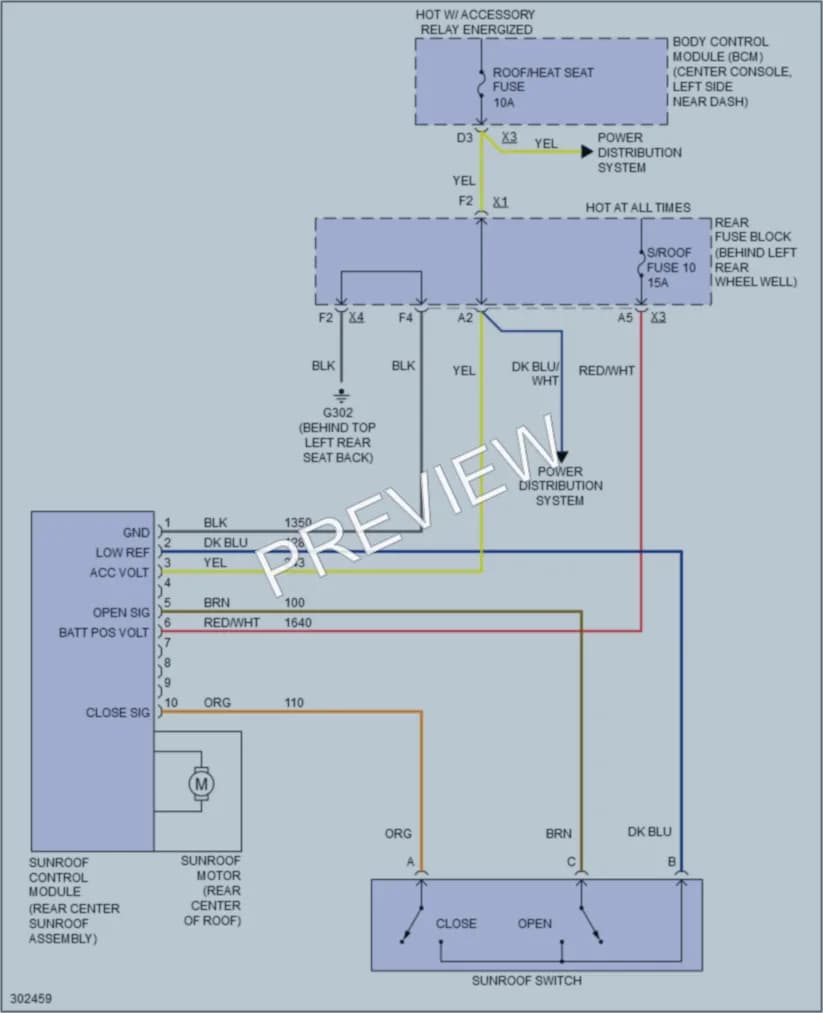 2009 Saturn Aura Power Top Sunroof wiring diagram preview