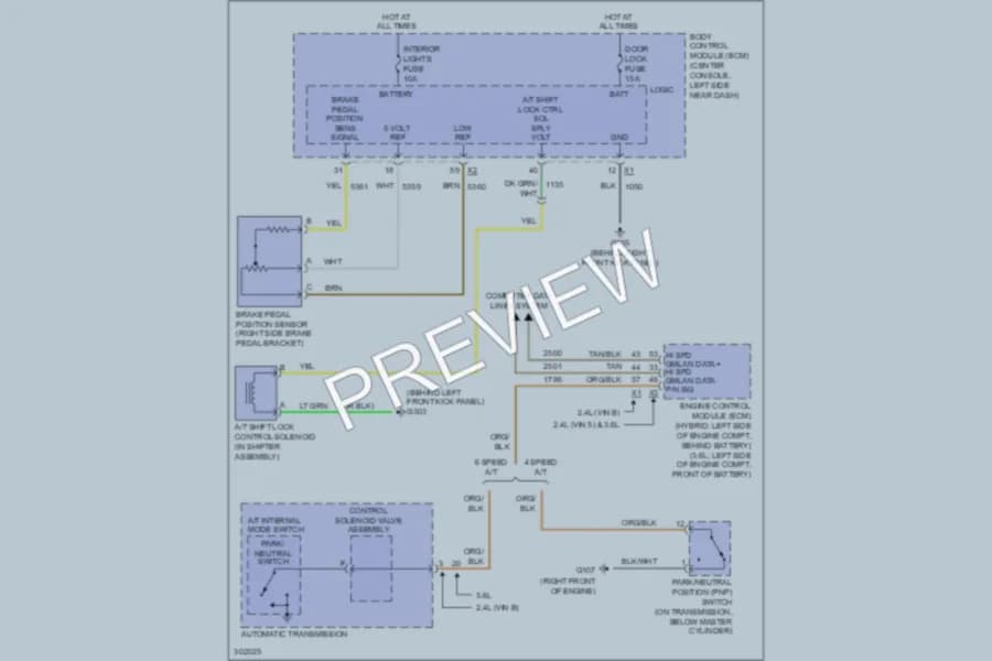 2009 Saturn Aura Shift Interlock wiring diagram preview