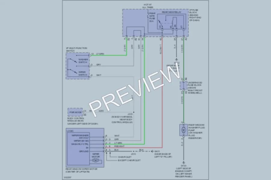 2009 Saturn Outlook Wiper Washer wiring diagram preview