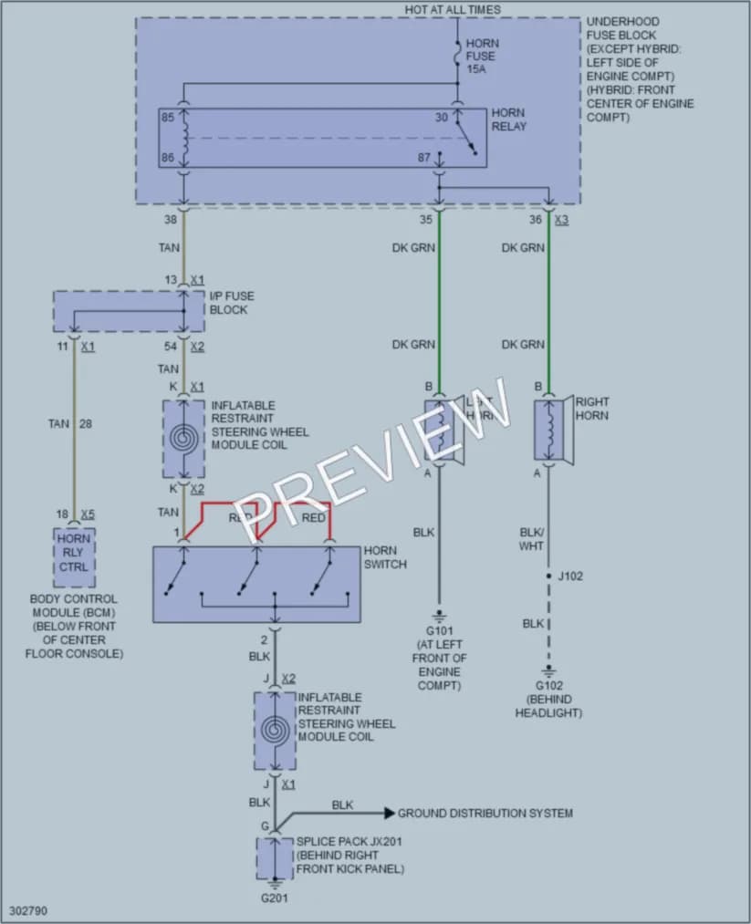 2009 Saturn VUE Horn wiring diagram preview