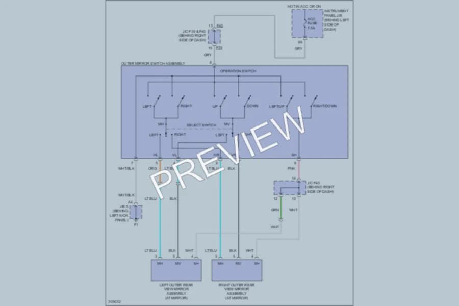 2009 Scion xD Power Mirrors wiring diagram preview