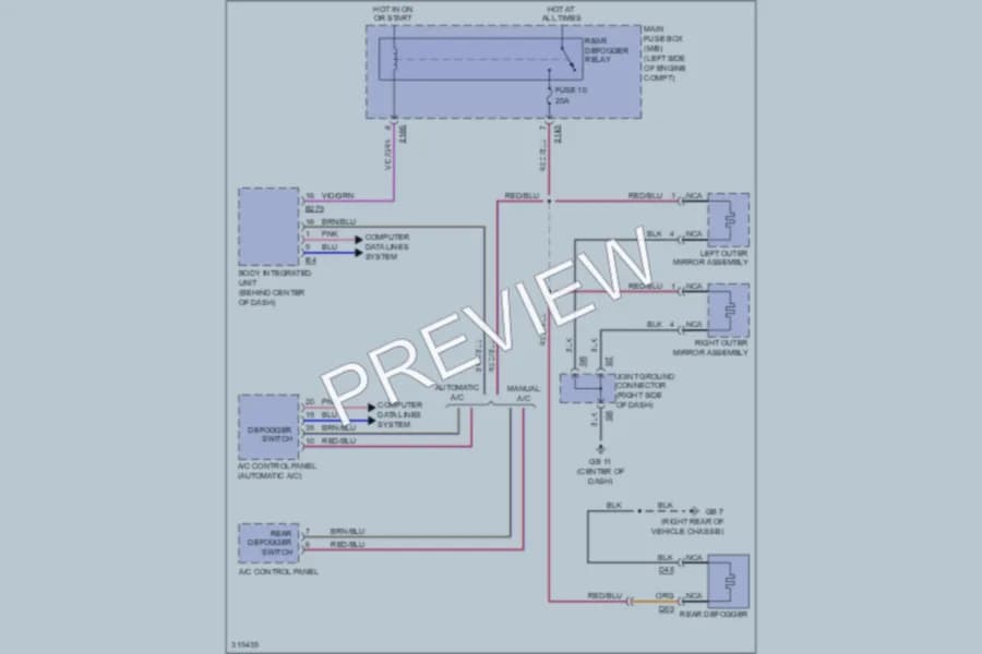 2009 Subaru Forester Defoggers wiring diagram preview