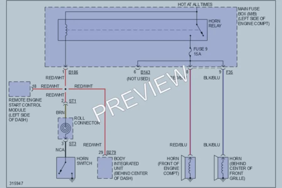 2009 Subaru Forester Horn wiring diagram preview