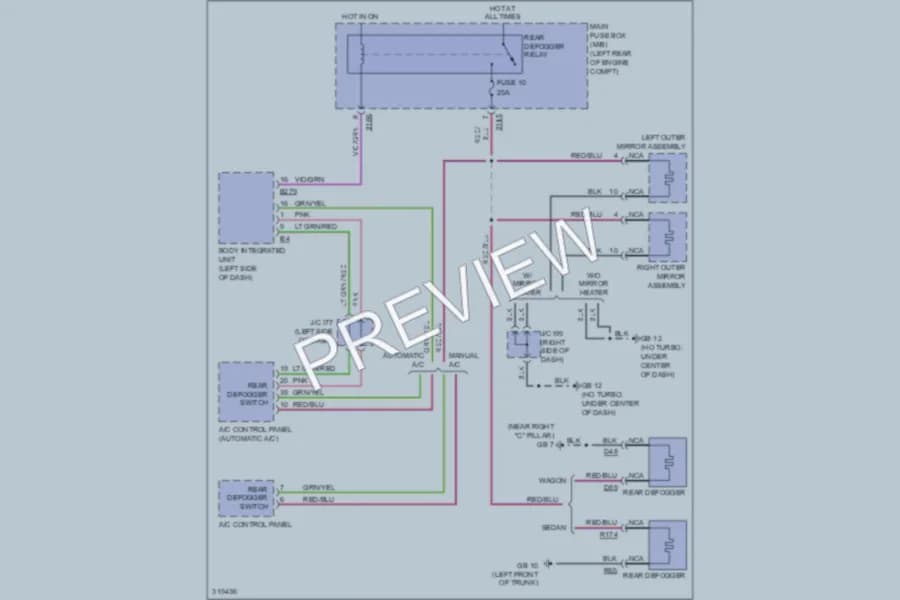 2009 Subaru ImprezaWRX Defoggers wiring diagram preview